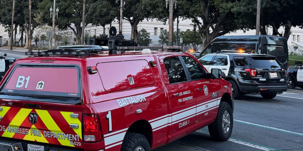 Man Drives Car Onto Sidewalk Outside L.A. City Hall, Barricading Himself Inside