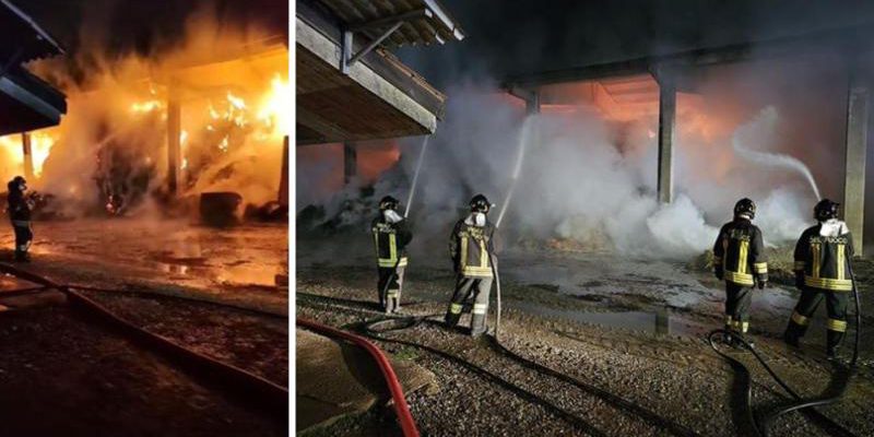 Favria: incendio distrugge capannone agricolo e 500 rotoballe