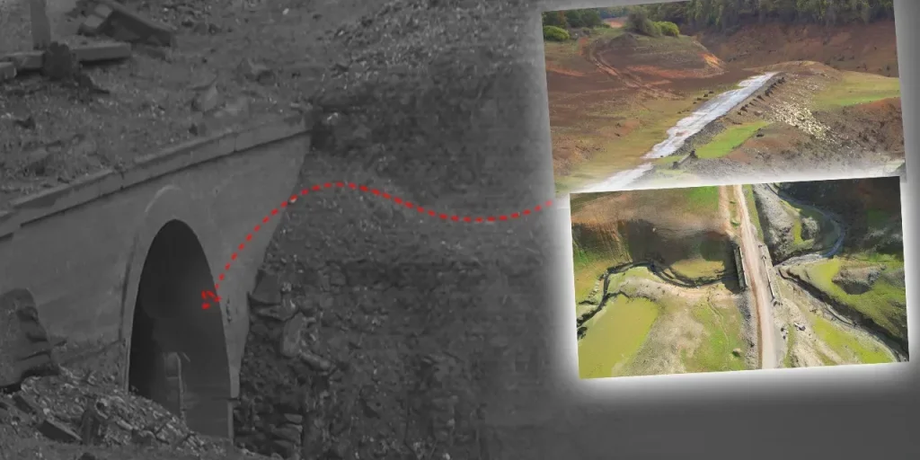 Svuotamento del bacino di Gökçe Baraj a Yalova rivela resti del percorso storico Çınarlı Hıyabanı