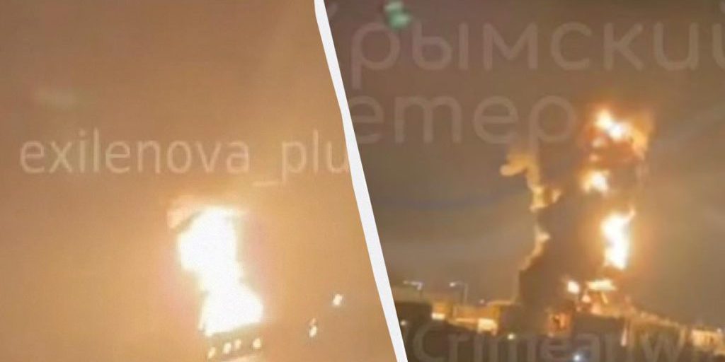 В Крыму после атаки дронов вспыхнул пожар на крупнейшей нефтебазе