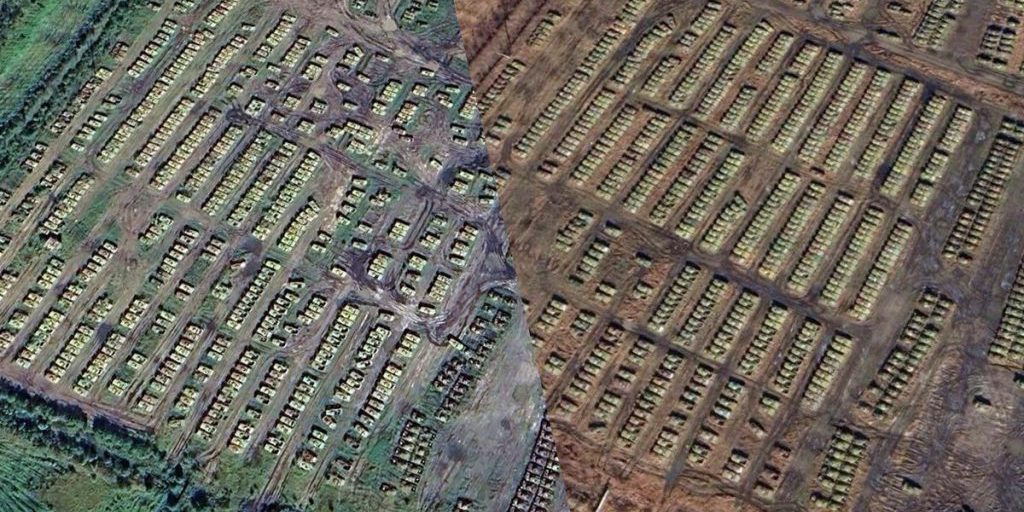 Россия спешит расконсервировать сотни БМП, спутниковые снимки показали их состояние