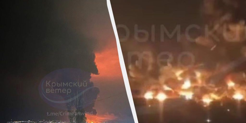 Второй раз за неделю: в Феодосии пылает нефтебаза после атаки дронов