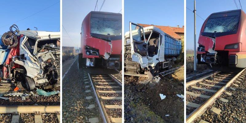 Incidente ferroviario: treno colpisce camion a livello Chivasso‑Aosta, due feriti lievi