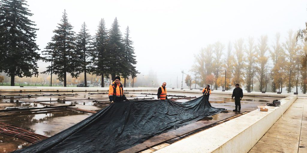 Самый большой фонтан Московской области в Пущино отправили на зимовку