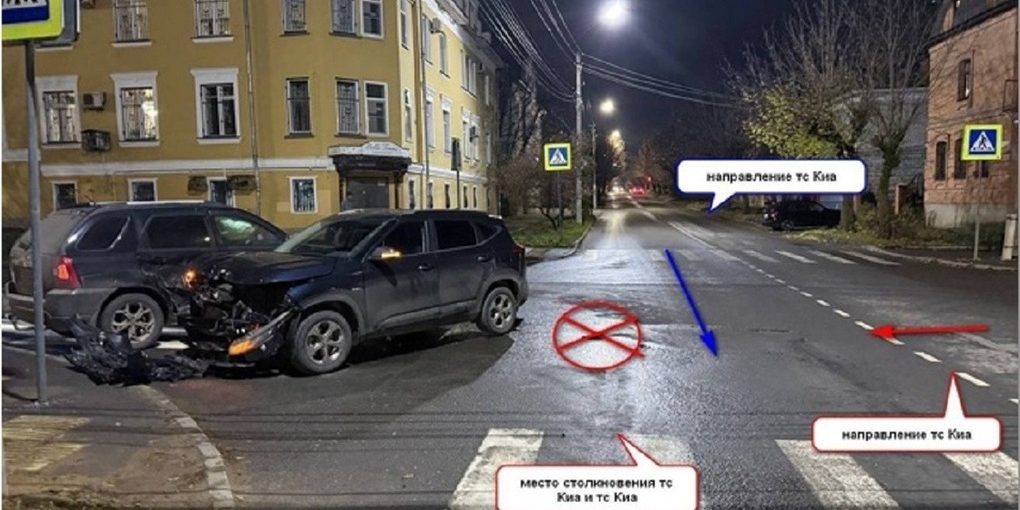 Incidenti stradali a Kostroma: due auto Kia coinvolte in un incidente in via Engels