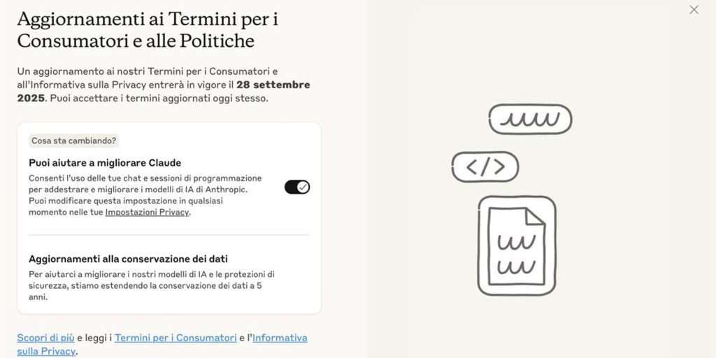 "Anthropic: Nuova politica sulla privacy dei dati - cosa cambia per gli utenti"
