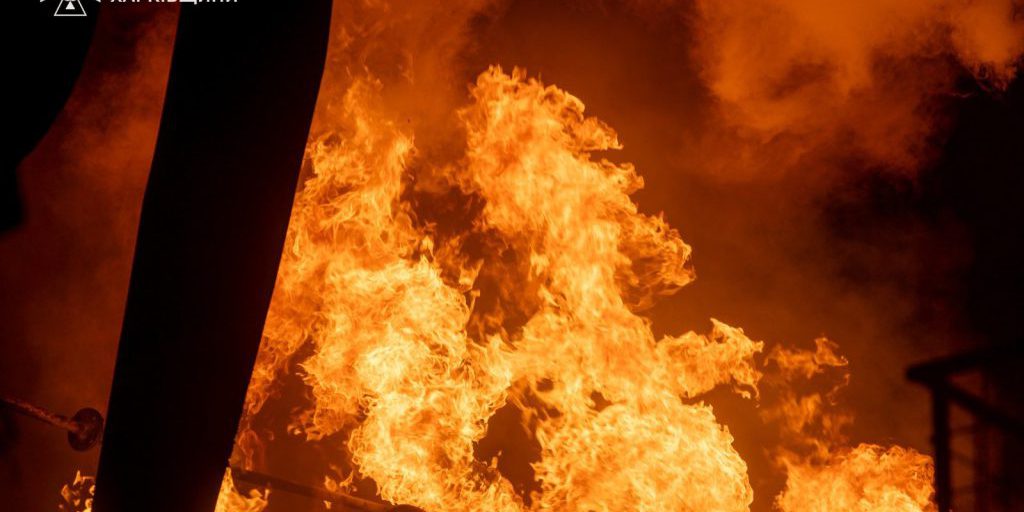 Fire breaks out at civilian business in Kharkiv after Russian drone strike