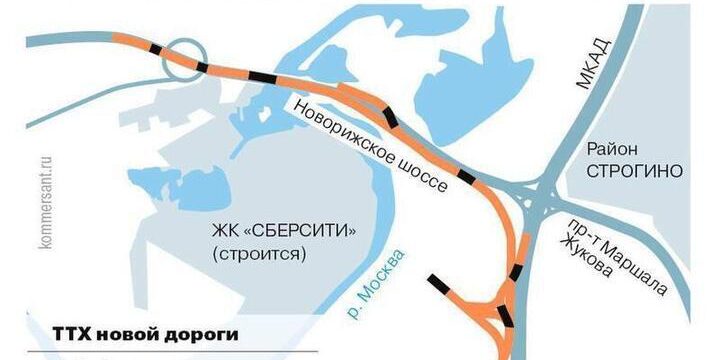 Новую трассу проложат между Северным обходом Одинцово и Новорижским шоссе