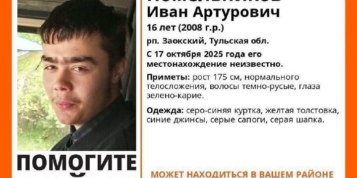 В Тульской области разыскивают пропавшего 16-летнего подростка