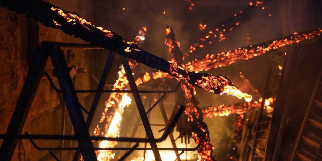 Russians hit office building and energy facility in Poltava Oblast, fire breaks out