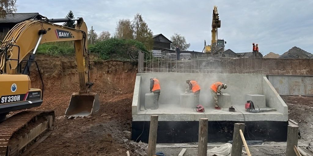 В поселке Каменка устраивают опоры моста через Лукин ручей