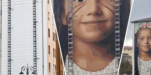 Artista napoletano Jorit realizza murale a Potenza dedicato a bambina palestinese, finanziato dai cittadini