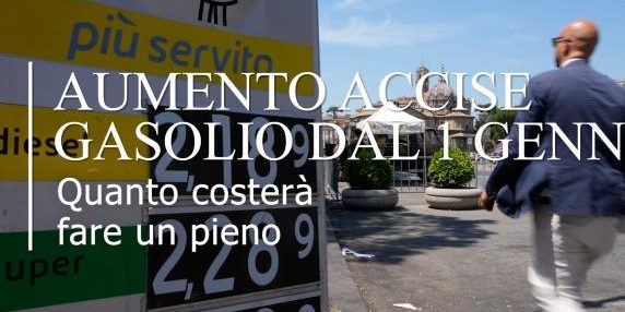 Aumento del prezzo del gasolio: 2,47 euro in più per 50 litri a partire dal 1 gennaio