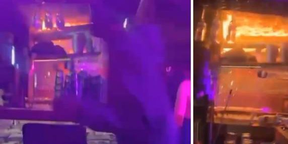 Video mostra l'istante in cui un locale è stato incendiato