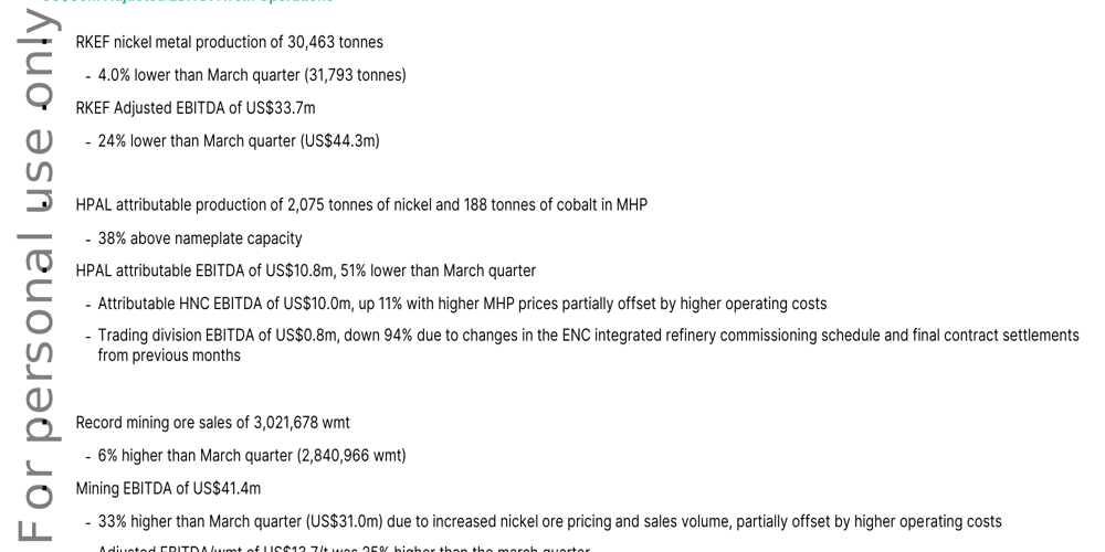 Presentazione del secondo trimestre 2025 di Nickel Mines: La forza del mining compensa il calo RKEF