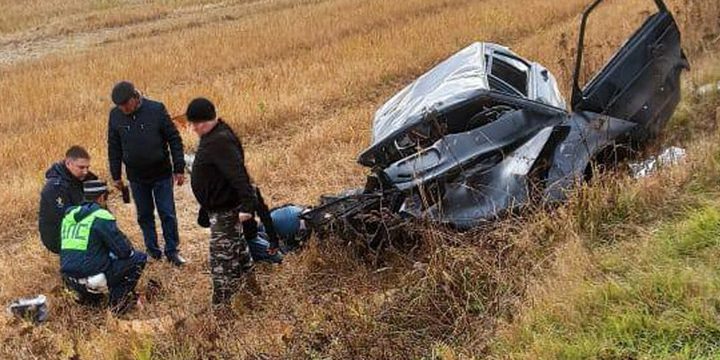 Появилось фото с места смертельного ДТП в Сапожковском районе