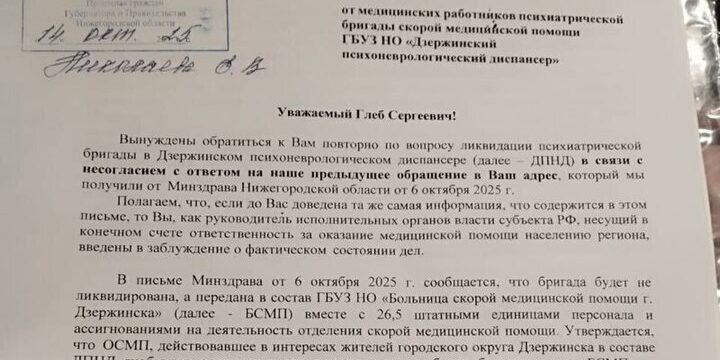 Психиатры Дзержинска написали письмо губернатору Глебу Никитину
