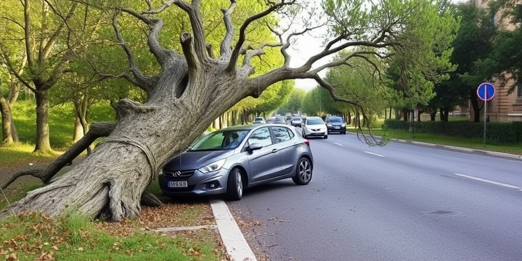 Albero cade su strada di Terni, colpisce auto senza feriti