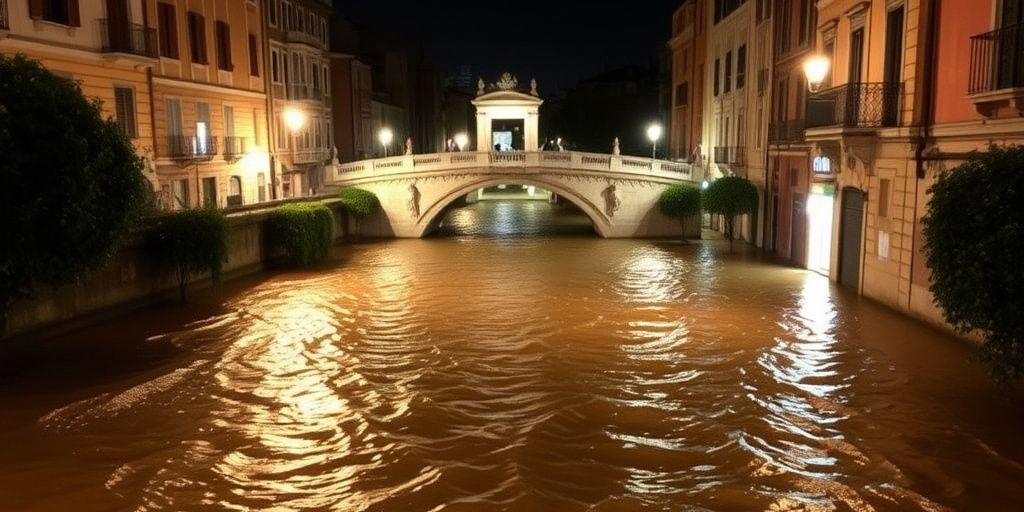 Allagamenti a Roma: l'Aniene esonda nel quartiere Ponte Mammolo a causa di forti piogge