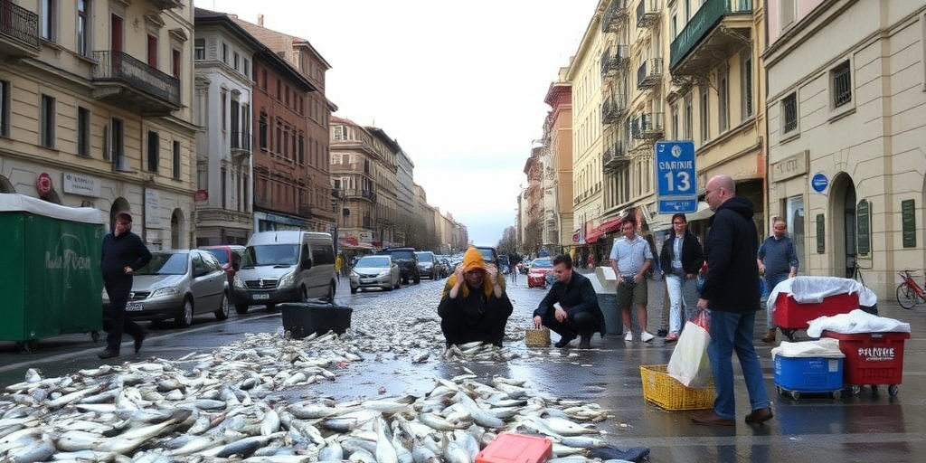 Allagamento a Roma: via Nino Franchellucci recintata per lavori si allaga, pescatore appare