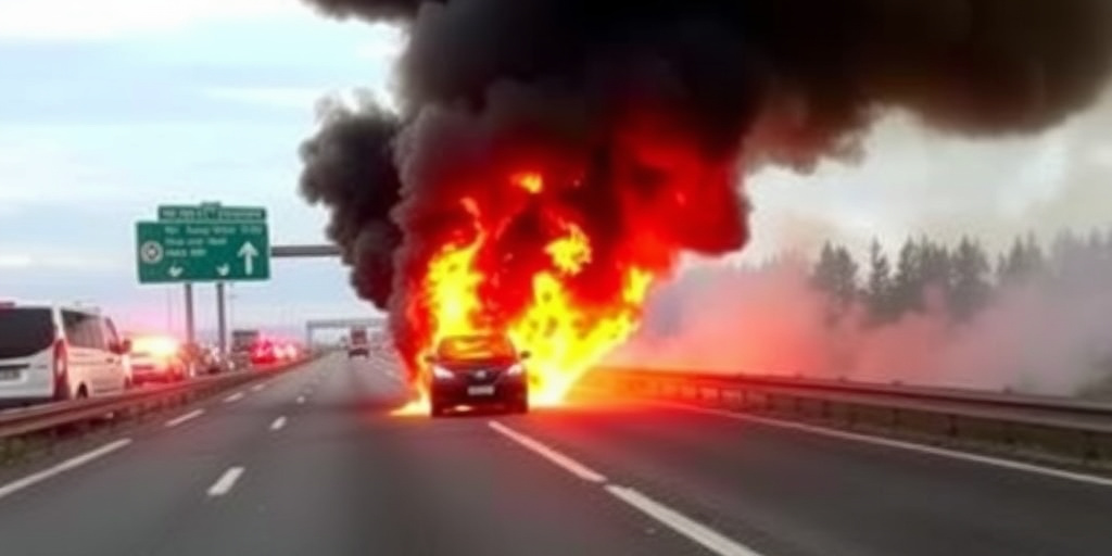 Auto in fiamme sull'A14 del Pesarese: vigili del fuoco spegneranno l'incendio senza feriti