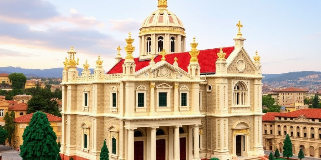 Basilica di Collemaggio a Aquila ricostruita con 90.000 mattoncini Lego