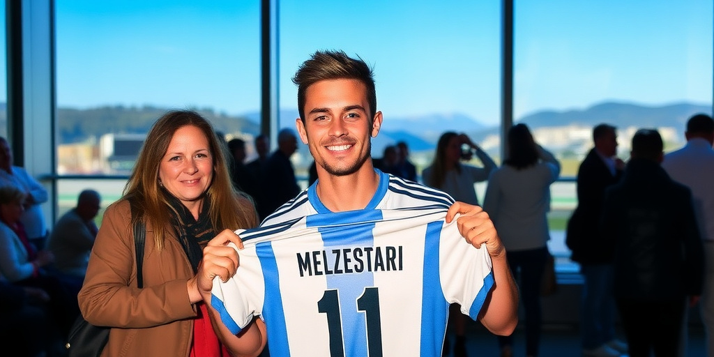 Cagliari accoglie il giovane calciatore uruguaiano Albarracin con una festa all'aeroporto