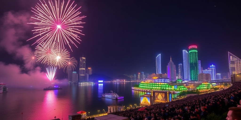 Capodanno a Chongqing: migliaia di persone assistono a fuochi d'artificio al Teatro del Cielo sul lago Changshou