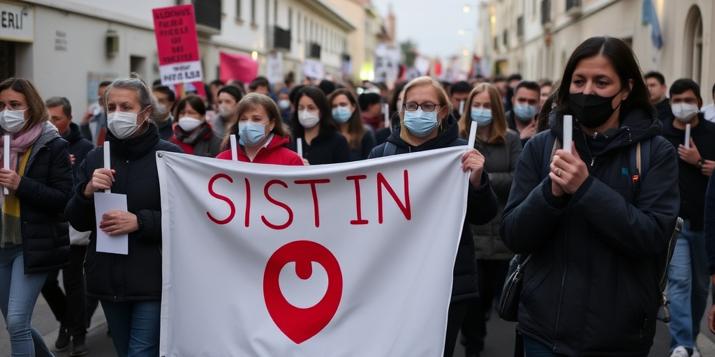 Cittadini di Vibo Valentia marciano in silenzio per protestare contro la crisi sanitaria
