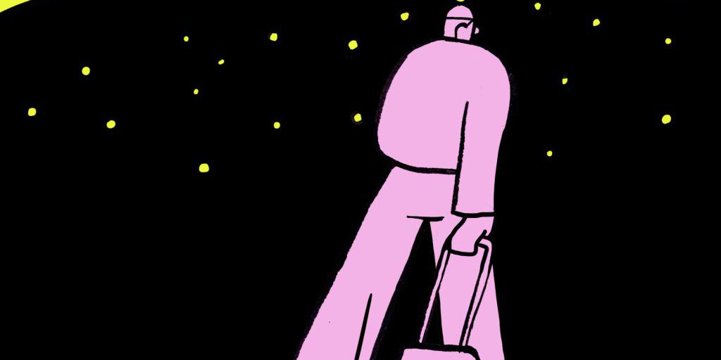 Un uomo osserva una bambina in una stanza dei neonati dopo un parto a rischio