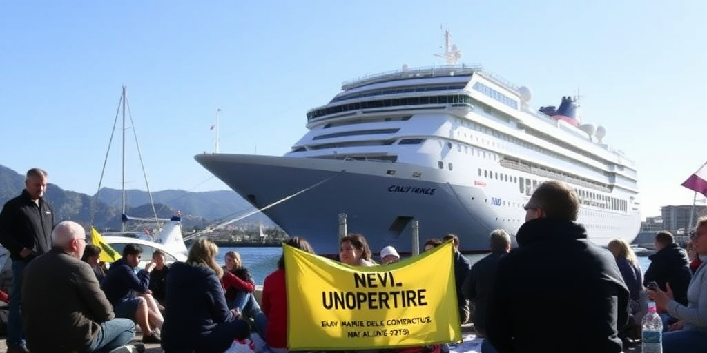 Ecologisti protestano al porto di Napoli per l’inquinamento delle navi da crociera