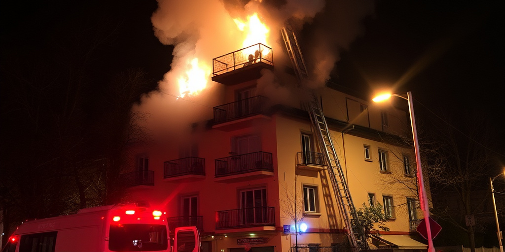 Edificio evacuato dopo incendio: autorità in azione