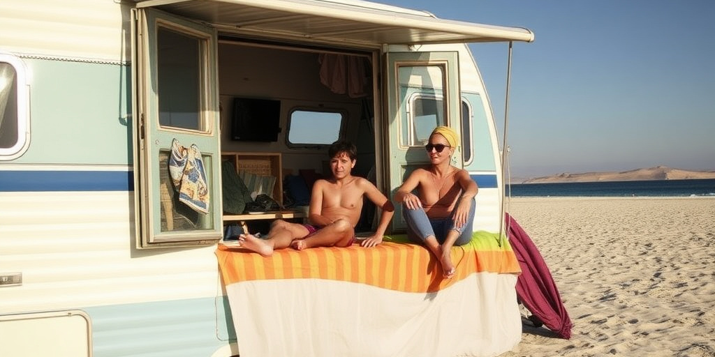Eilat: protagonisti del documentario “Mare del Sole” vivono in un caravan sulla spiaggia.