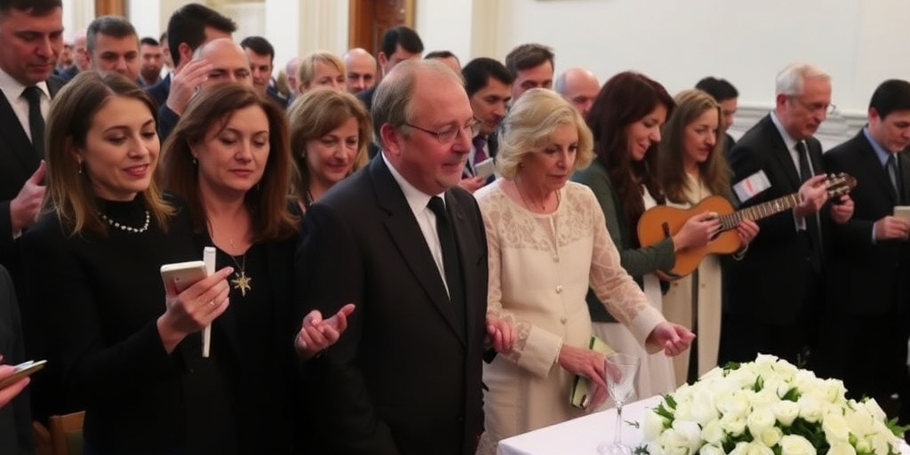 Famiglia di Achille Barosi canta Perdutamente di Achille Lauro al funerale a Milano