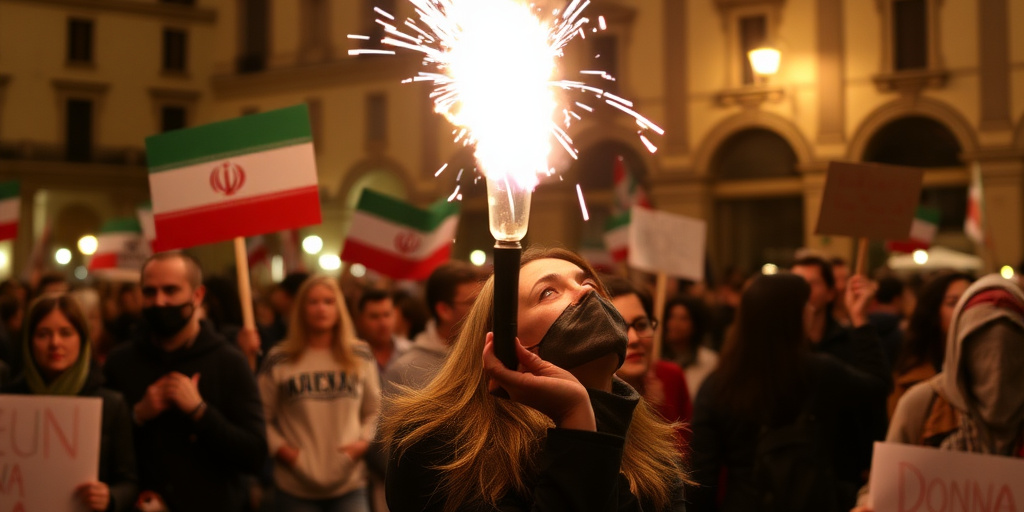 Firenze protesta in piazza Santa Maria Novella contro la repressione in Iran
