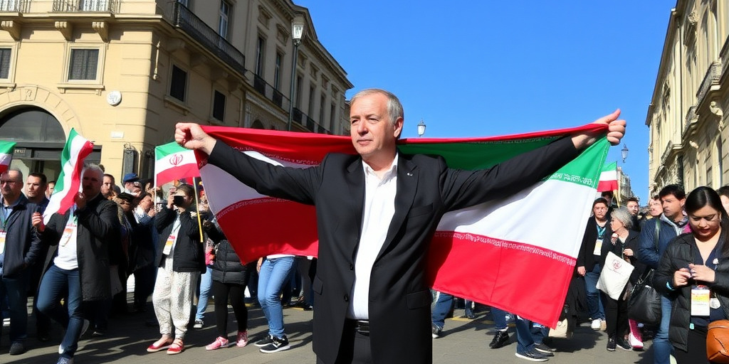 Flash mob a Bari per l'Iran: il sindaco mostra la bandiera