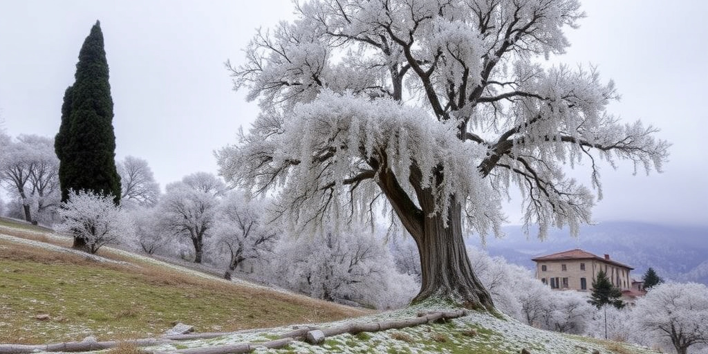 Galaverna toscana: gli alberi si trasformano in statue di ghiaccio a quote superiori ai 1200 metri