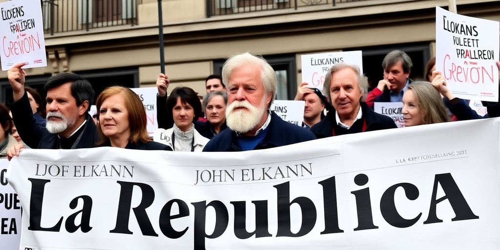 Giornalisti di La Repubblica protestano al Mattatoio contro la cessione di asset editoriali da parte di John Elkann