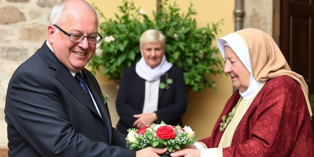 Il sindaco Zuccarini consegna pergamena a suor Ernestina, centenaria di Foligno