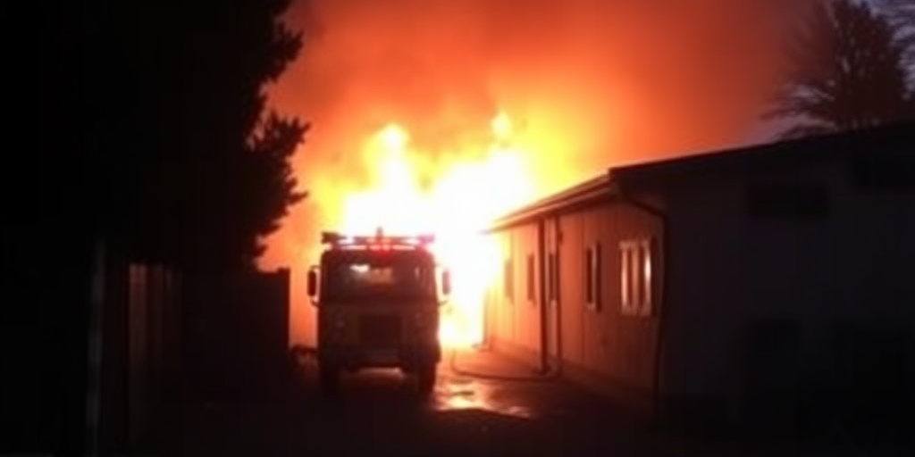 Incendio controllato nel cortile di stabilimento Barese