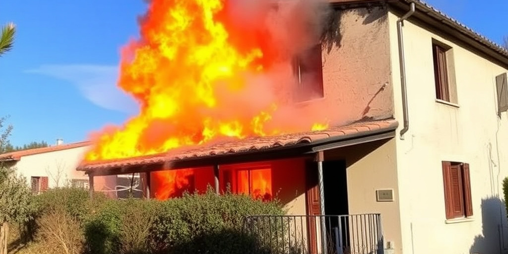 Incendio domestico a Ruvo di Puglia: due feriti, una con ustioni gravi, vigili del fuoco rimuovono bombole di GPL.
