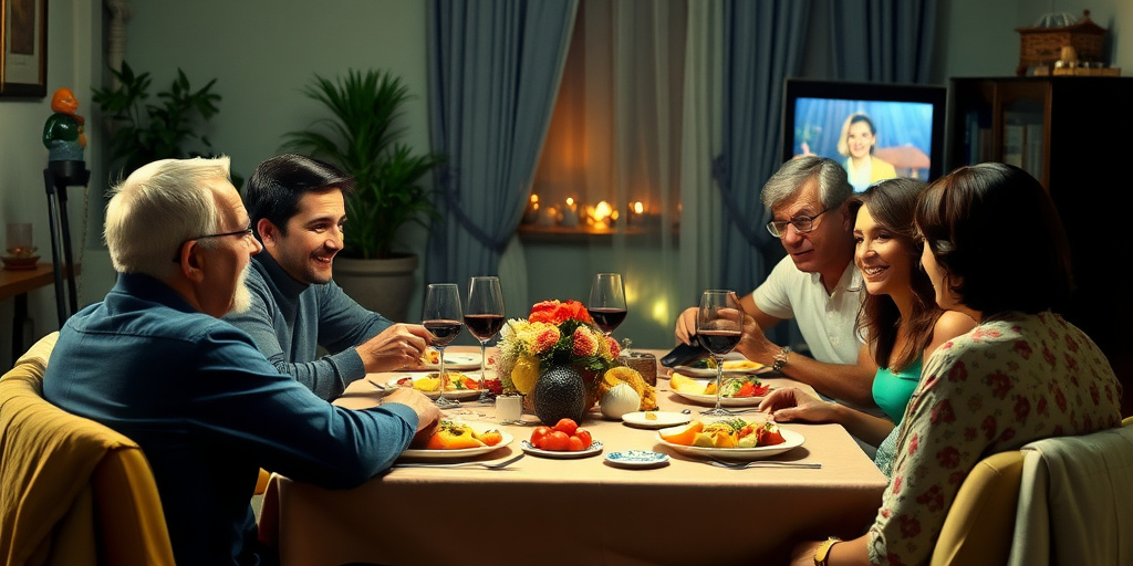 La cena mangiata tutti insieme senza televisione