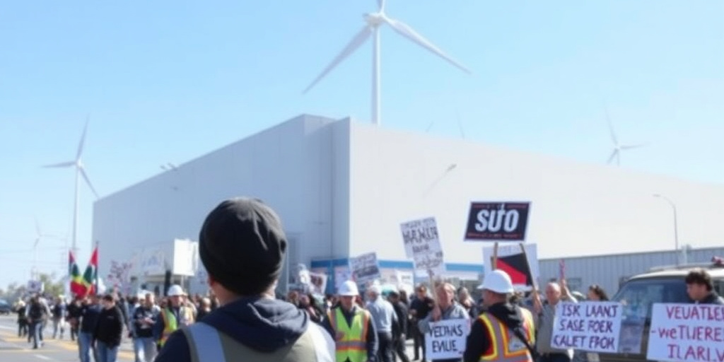 Lavoratori di Vestas Italia occupano le strade di Taranto per protestare contro il trasferimento a Melfi
