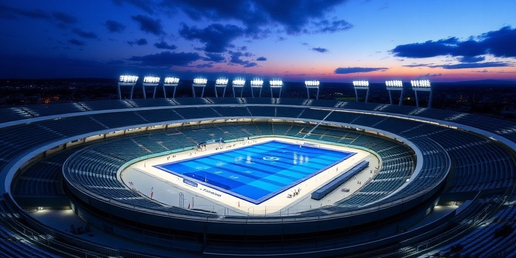 Lavori dello stadio del nuoto di Taranto proseguono in piena fase operativa per i Giochi del Mediterraneo