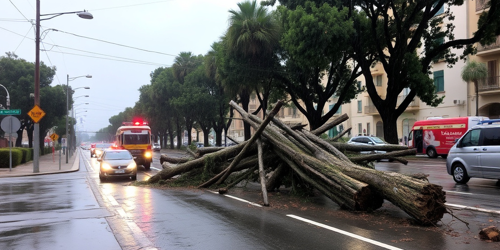 Maltempo in Taranto: alberi caduti a Maruggio interrompono il traffico, Protezione Civile al lavoro