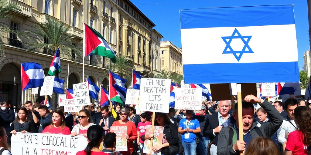 Manifestanti a Ancona protestano contro la partecipazione di Israele alla Milano Cortina