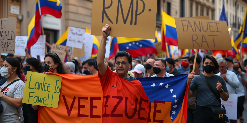 Manifestazione a Firenze contro il governo venezuelano davanti al consolato degli Stati Uniti