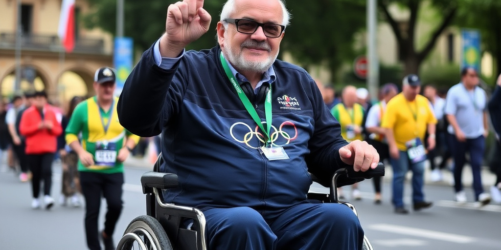 Mario Barbuto porta la fiaccola olimpica a Bologna, promuovendo l’inclusione delle persone con disabilità visive