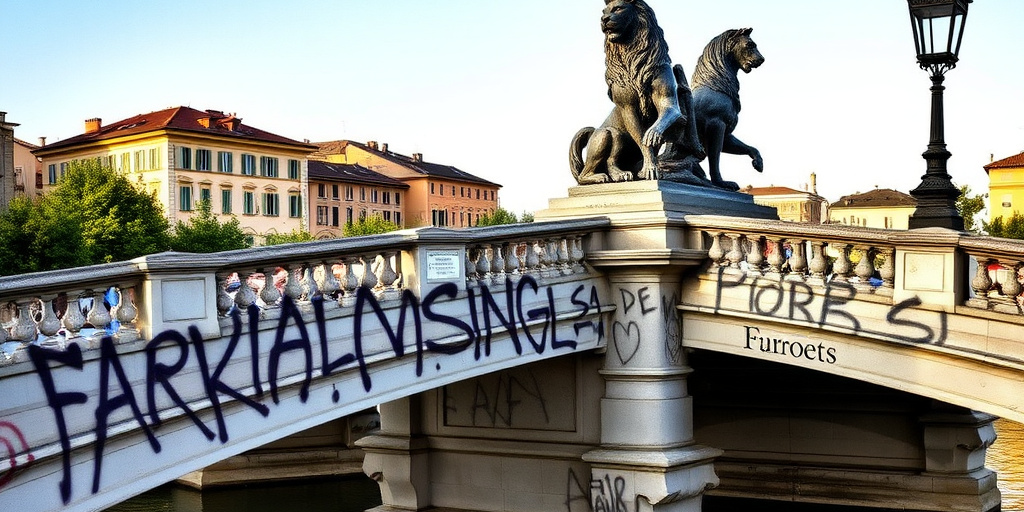 Monza: la statua del Ponte dei Leoni danneggiata da graffi