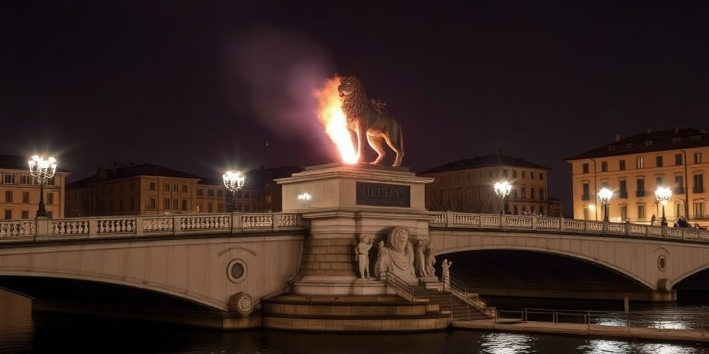 Monza: minorenni inseriscono fuoco d’artificio nella statua del leone del Ponte dei Leoni durante Capodanno